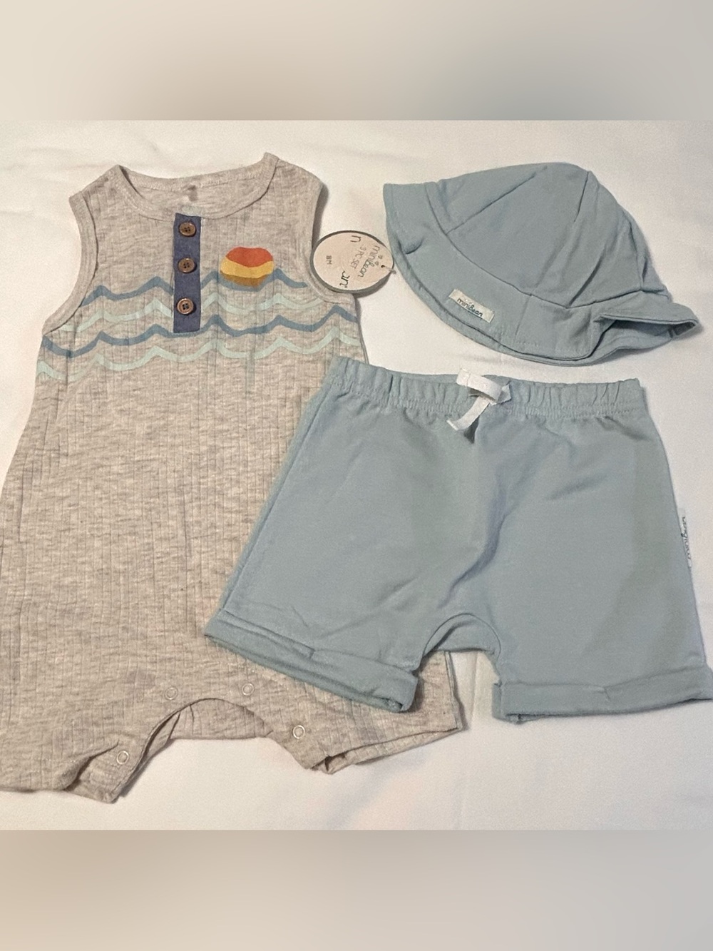 18 month Mini Bean 3-piece set summer tank romper, shorts and hat BRAND NEW NWT